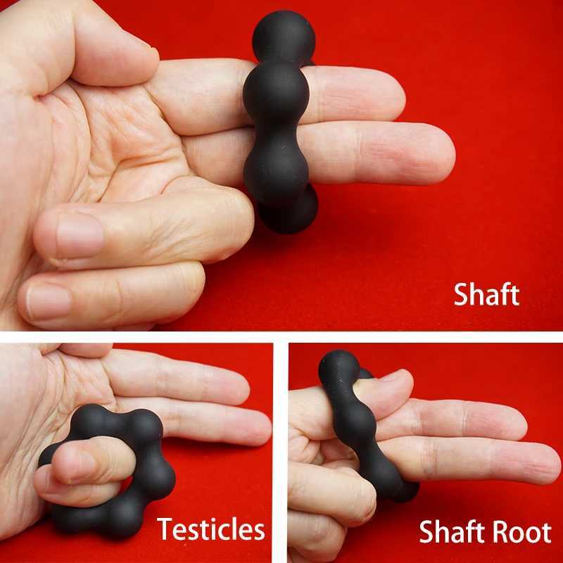 Beaded Cock RingDelayed Ejaculation Penis Sling Ball StretcherPenisring CockringTesticles Scrotum SqueezeSex Toys Men W250512