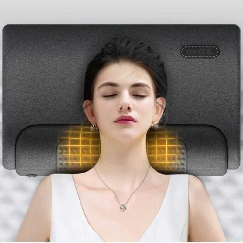 Heating Vibration Neck Massager Electric Cervical Pillow Back Traction Relax Sleeping Shoulder Neck Trapezius Muscle MassagerW250512