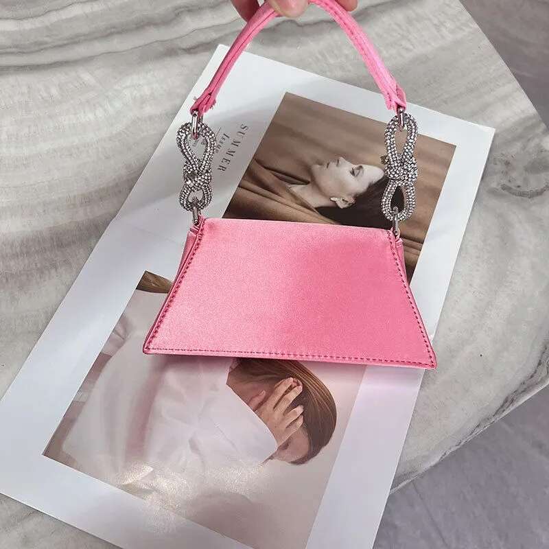 Fashion Evening Bags Rhinestone Bow Satin Handbag Ladies Cute Shiny Mini Shoulder Bag