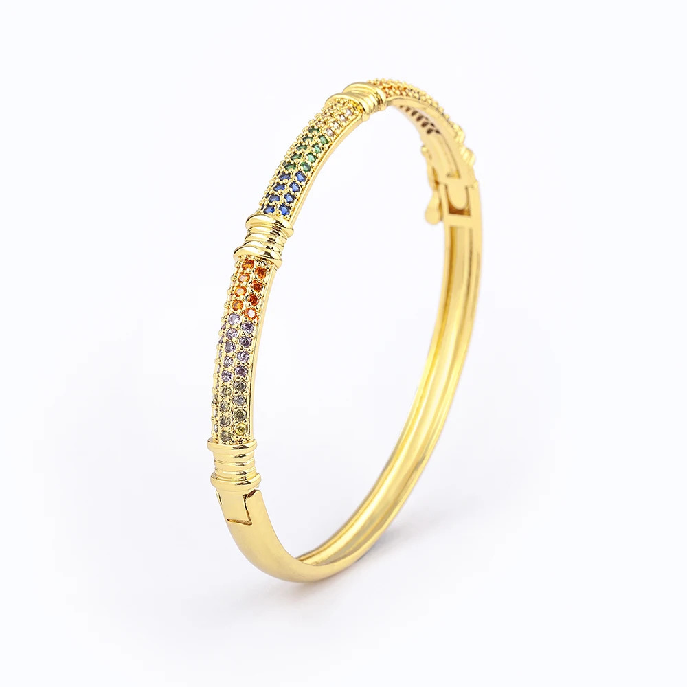 Nidin n Light y Colorful Zircon Bangle For Woman Gold Plated Jewelry Personality Charm Gift Femme 250512