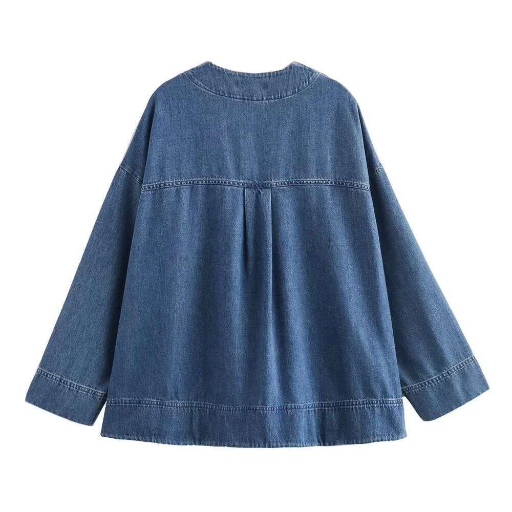Kar&Otza new summer women's French shirt casual loose and versatile V-neck long sleeved denim jacket