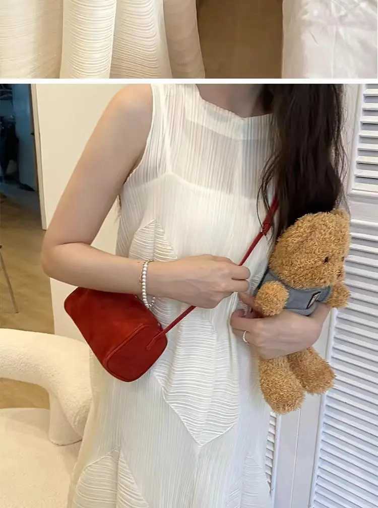 Miyagawa 2024 New Casual Women Handbag Faux Suede Fashion Retro Mini Single Shoulder Small Square BagW250512