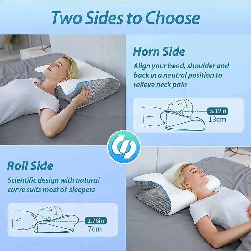 New 2 in 1 Ergonomic Memory Foam pillow Help SleepProtect The Neck Cervical Orthopedic Travel Neck Pillow For Sleeping For HomeW250512