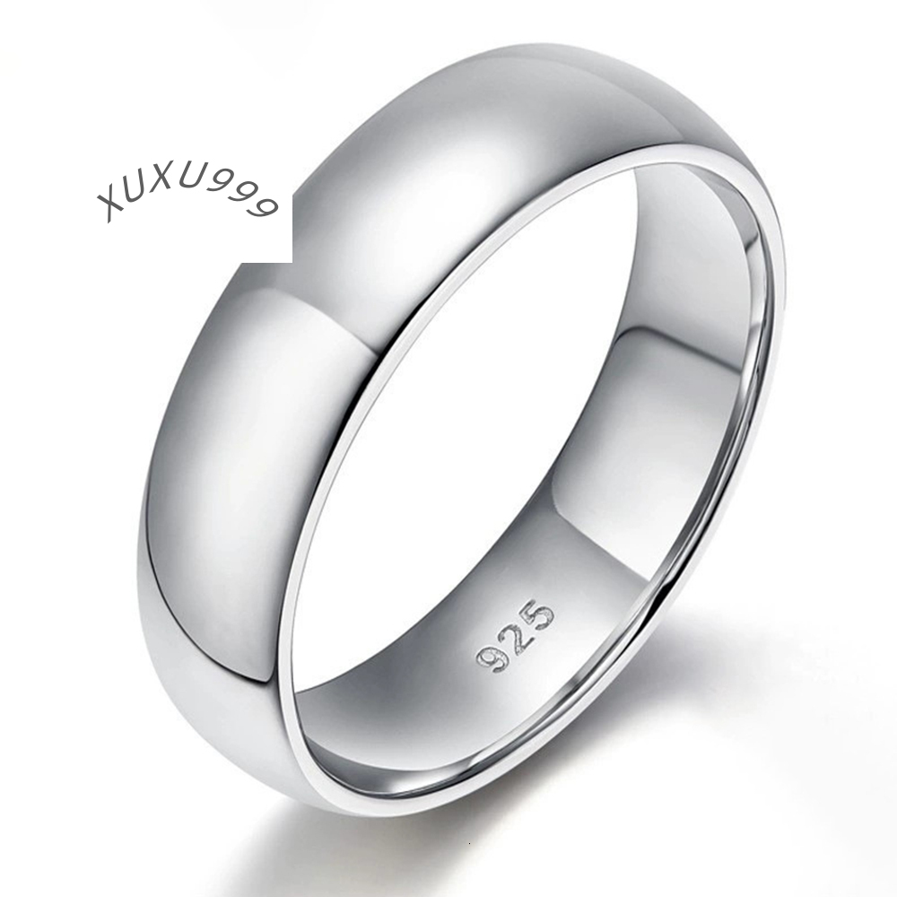 Fine Jewelry 925 Sterling Silver Rhodium Plated 2mm 4mm 6mm Smooth Band Elegant Eternity Plain Bold Minimalist Rings Women Men