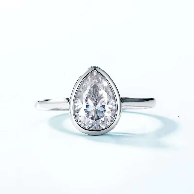 Kacy Custom Wholesale Moissanite Pear Shaped Eternity Ring Women Jewelry Promise 925 Sterling Silver Engagement Wedding Ring