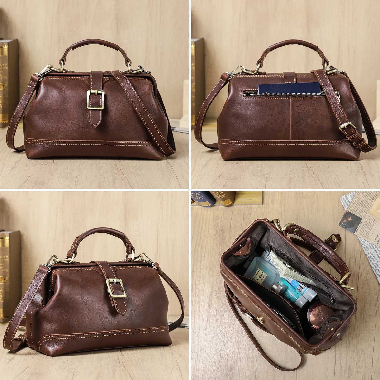 CONTACTS Genuine Leather Sling Shoulder Bags for Women Designer Tote Bag Womens Bag Handbag Fashion Ladies Doctor Bag Z250512