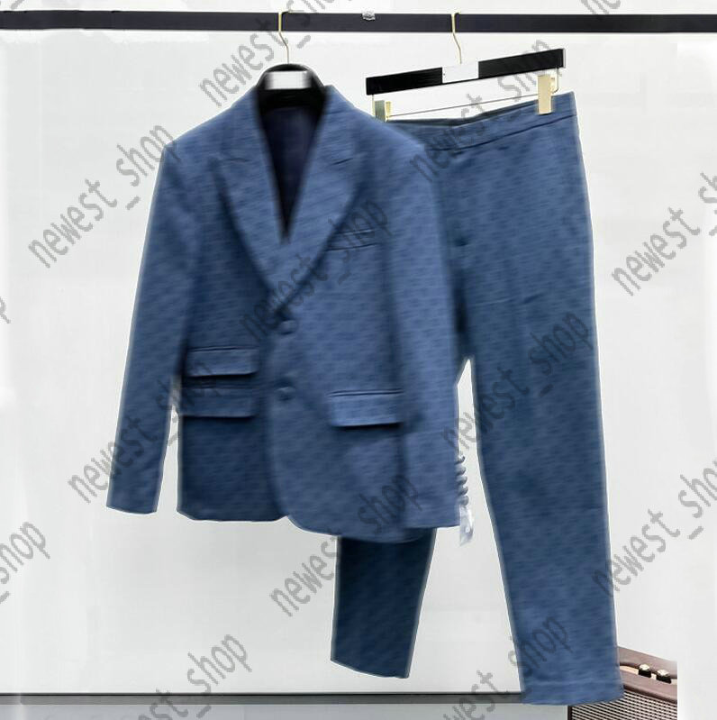 Mens Suits Blazers Western cloth designer men Blazer luxury outwear coat slim fit casual Double letter print coats man dress suit pants blue XXXXL