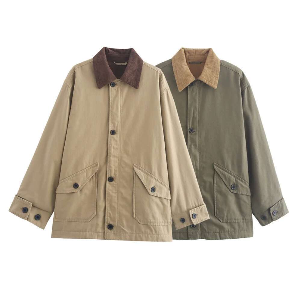 Pb&Za2024 Autumn New Product Casual Women's Fashion Versatile Solid Color Single Breasted Long Sleeve Loose Jacket Coat
