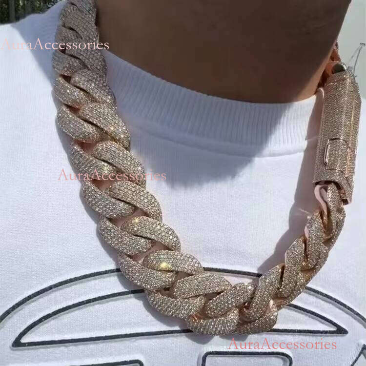 Big Size 30mm Hip Hop Jewelry Iced Out Miami S Sterling Sier VVS Moissanite Rapper Cuban Link Chain Necklace