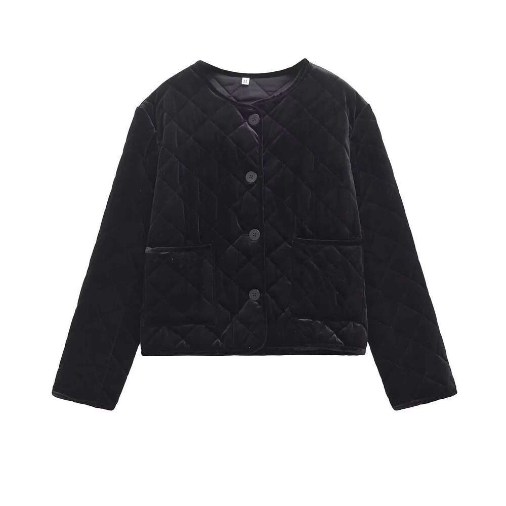 European And American Style 2025 Winter New Products Women's Clothing Veet Round Neck Long Sleeve Cotton Jacket
