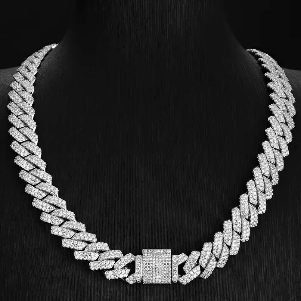 20mm Wide Moissanite Jewelry Necklace 20 Inches 22 24 Inch Sier Cuban Link Chain for Men