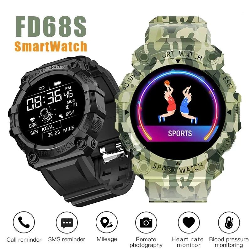 FD68S Smart Watch Round Color Screen Heart Rate Bluetooth Connection Pedometer Music Weather Outdoor Sports Bracelet 250512