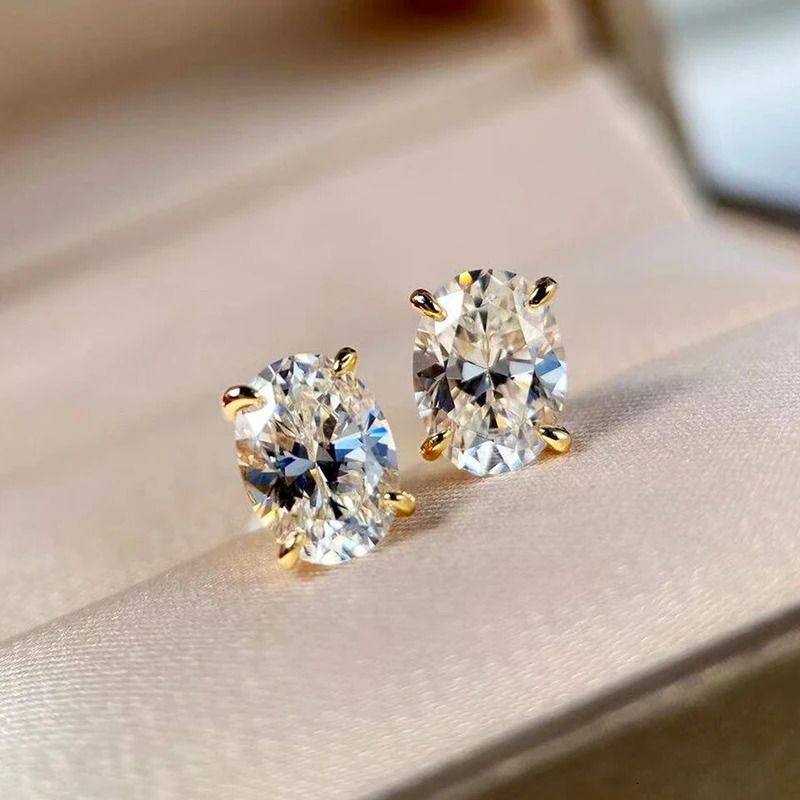 Huitan Simple Versatile Oval Zirconia Stud Earrings Women Trendy Gold Color Accessories for Daily Life Lady Engagement Jewelry 250512