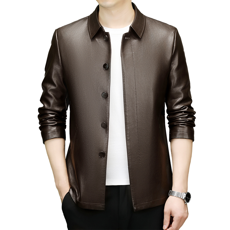 Waterproof Mens Casual Leather Jacket for Everyday Use 8566