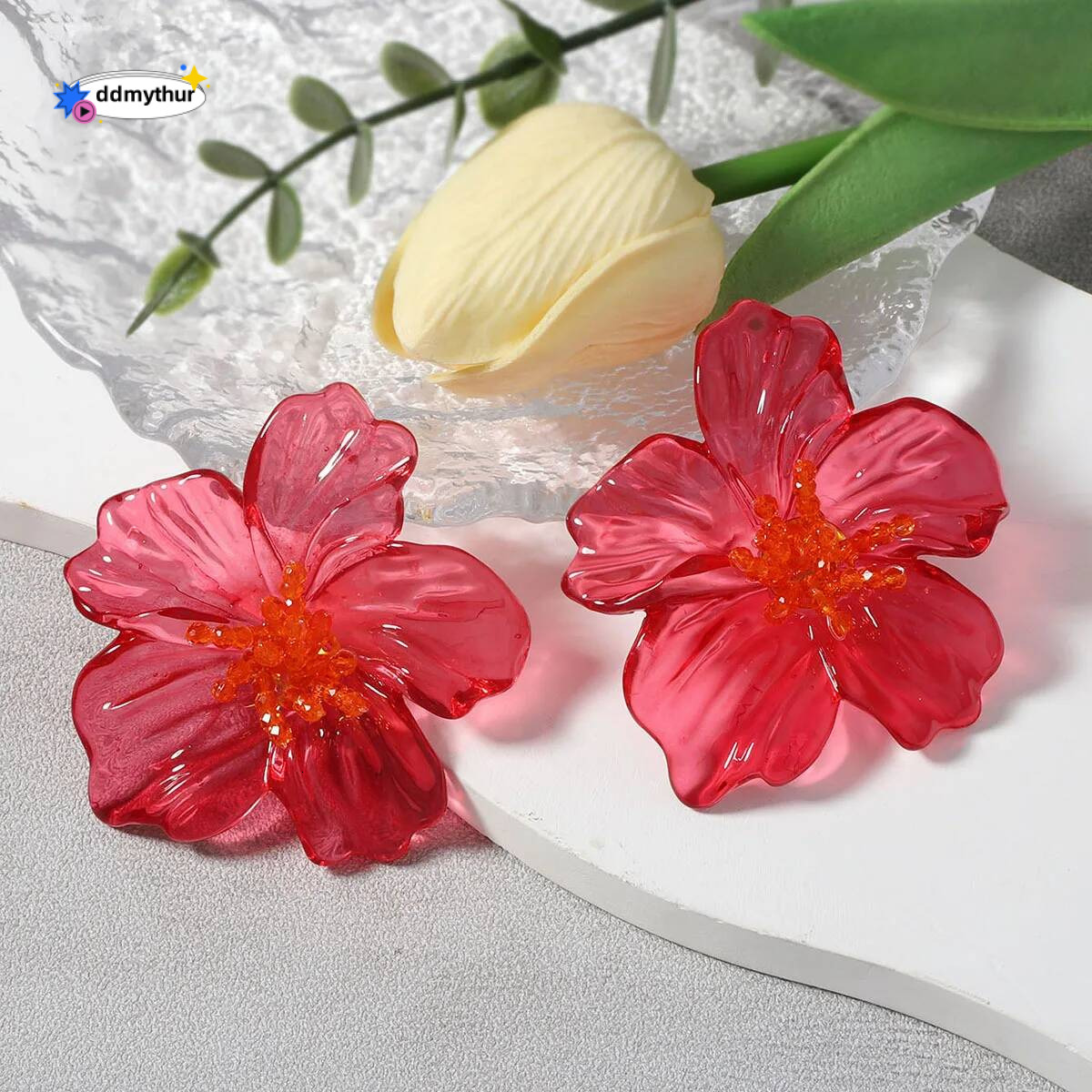 ZAA Trendy Colorful Resin Flower Earrings Women High Quality Elegant Holiday Party Jewelry Accessories ddmythur