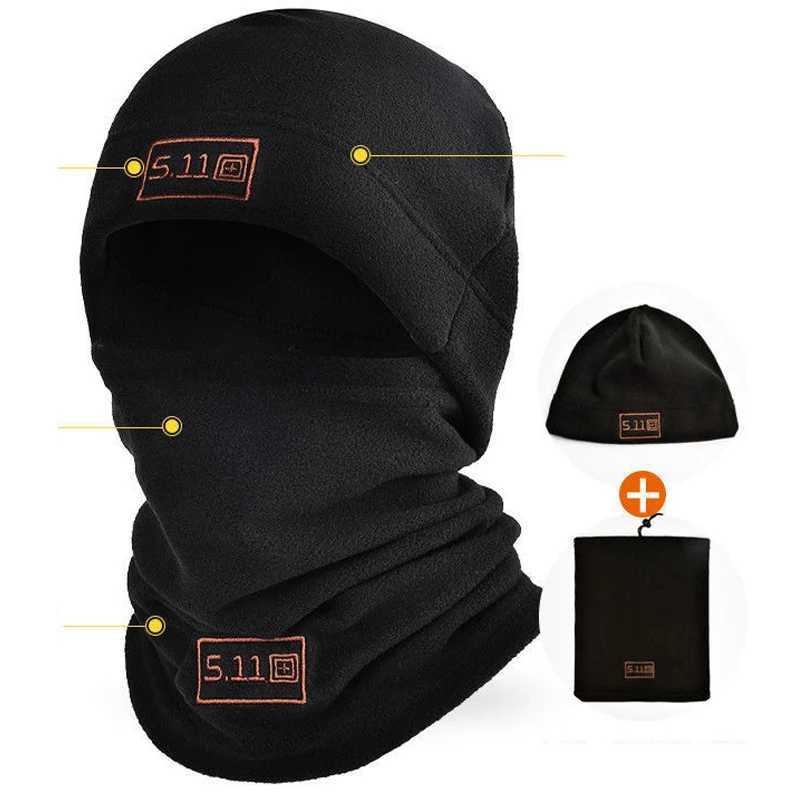 Winter Warm Fleece Hat Scarf Set Thermal Head Cover Balaclava Face Mask Tactical Military Sports Cycling Bonnet Neck ProtectorW250512