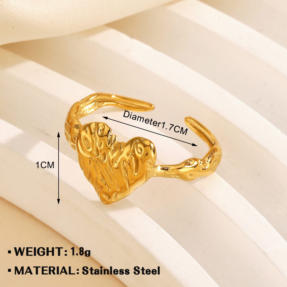 Fashionable and popular stainless steel exaggerated thick thread irregular with heart-shaped opening ring