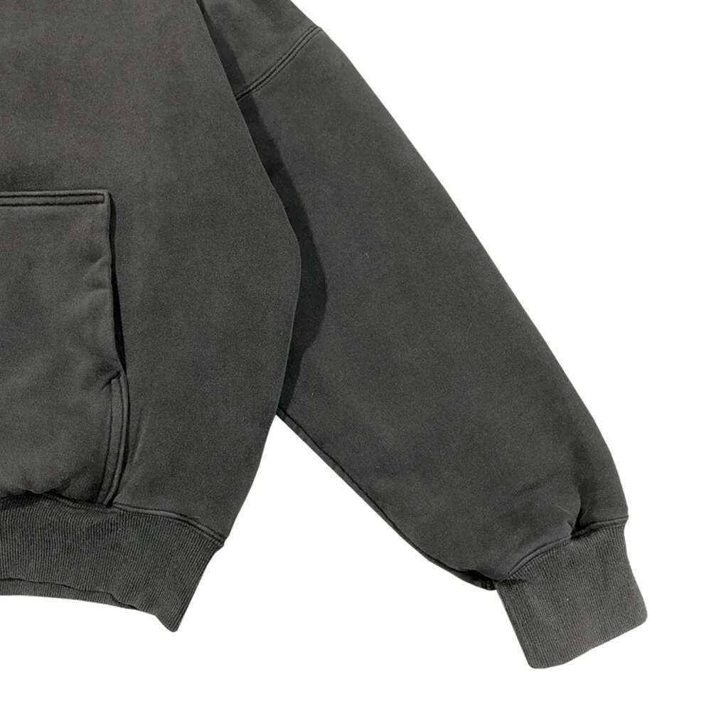 High Street Front Pocket Washed Baggy Black Hooded Hoodies Mens Solid Cleanfit Pullover Casual Sweatshirts Oversized Designer
