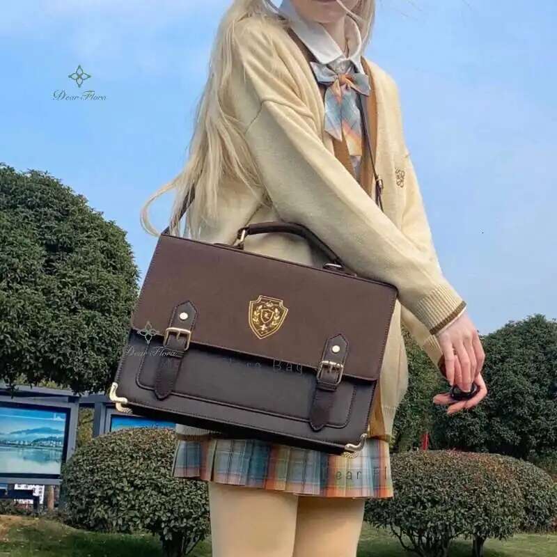 Y2k Japanese Preppy Aesthetic Fashion Women Casual Handbag Solid Color Girls School Backpack Cute Simple Shoulder Crossbody Bag