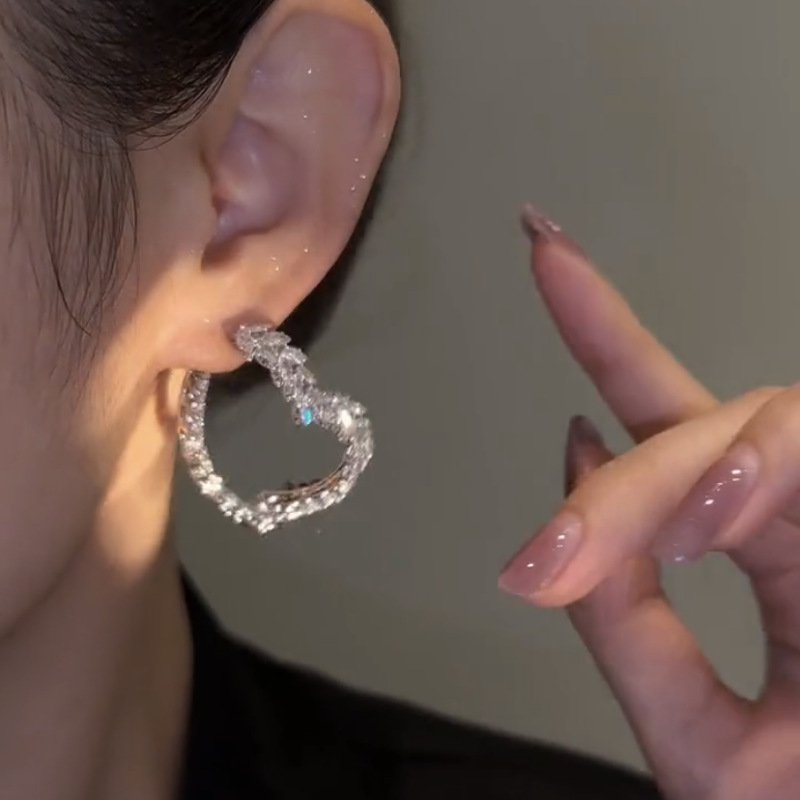 Ins Sparkling Luxury Jewelry Stud Earrings Gorgeous Party 925 Sterling Silver Marquise Cut White 5A Cubic Zircon CZ Diamond Party Women Wedding Heart 