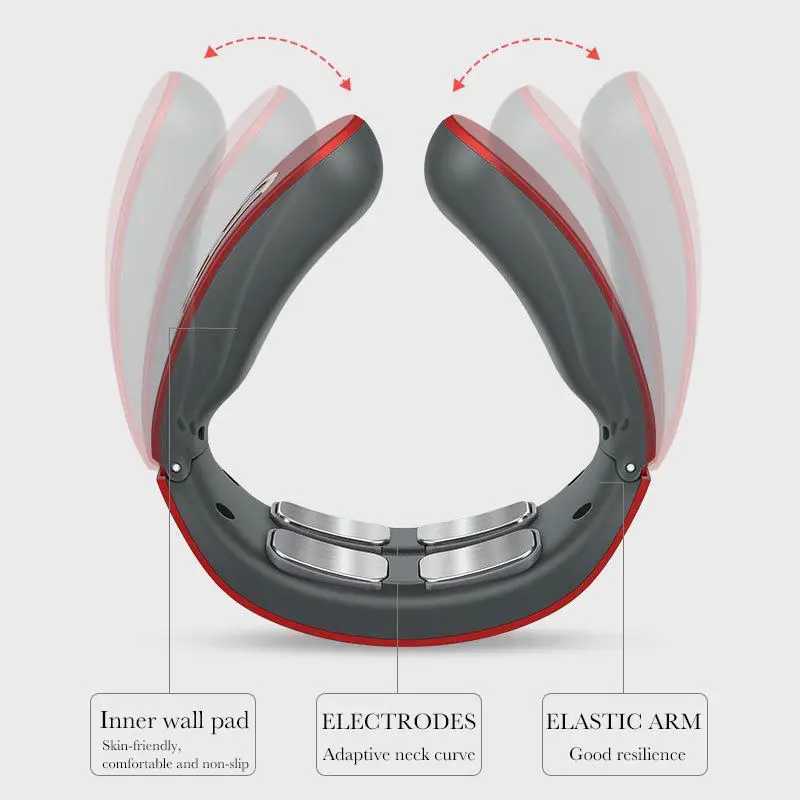 Electric Neck Shoulder Pulse Massager Kneading 4 Head TENS Magnetic Pulse Heating Cervical Vertebra Relax Pain Relief MassageW250512
