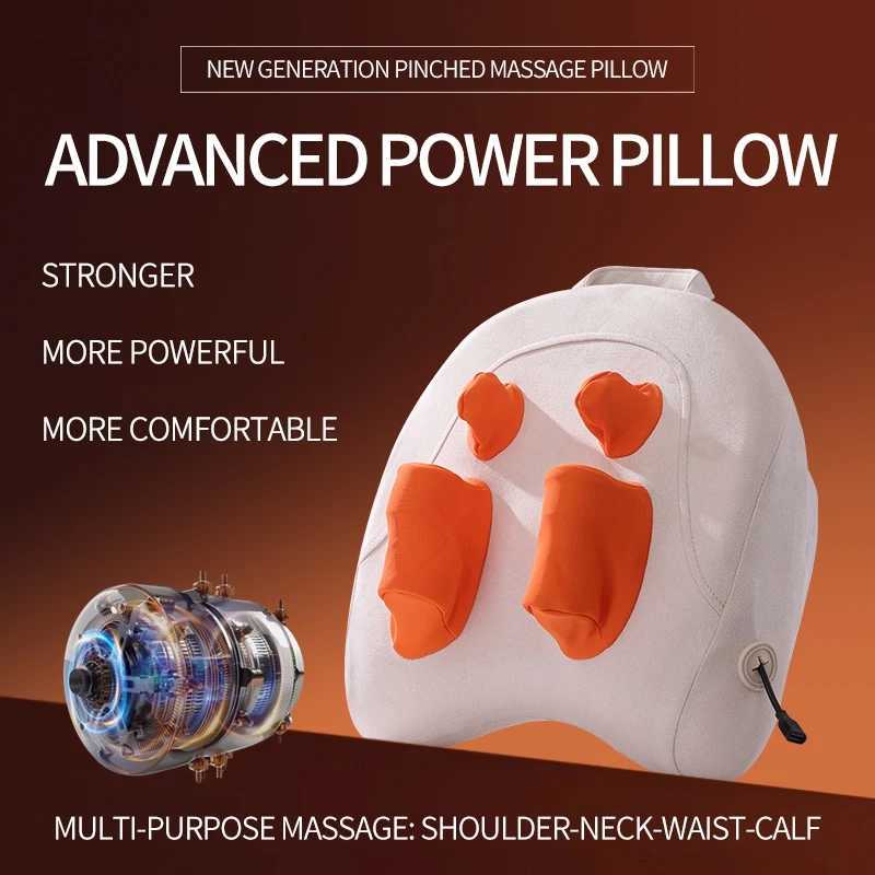 Wireless Electric Trapezius Massage Pillow Car Home Massager Heating Waist Neck Leg Cervical Shiatsu Kneading Massagers PurpleW250512