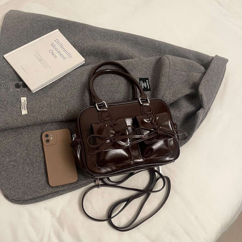 Fashion Drawstring Bow Hand-Held Small For Women 2024 New Korean Version Versatile Backpack Commuting Boston Bag