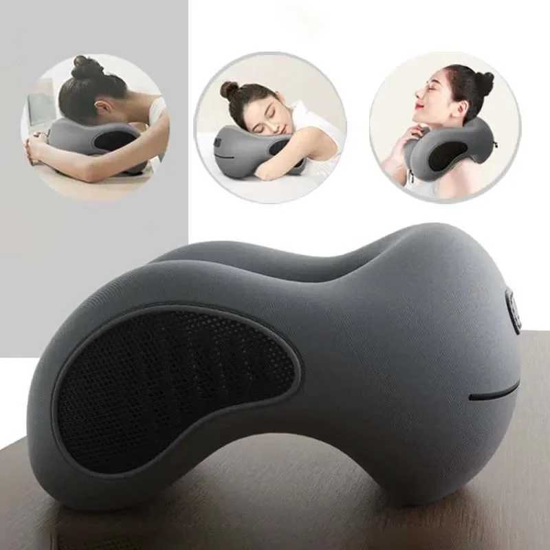 Multifunction U-Shaped Sponge Core Neck Pillow Slow Rebound Soft Travel Pillow For Sleeping Cervical Health Massage Nap PillowsW250512