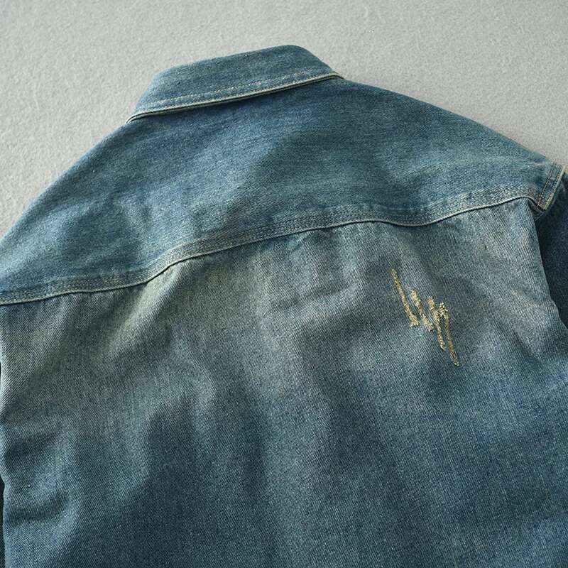 Chunky Washed Denim Shirt For Men Autumn/Winter Youth Retro Casual Loose Shirt Jacket