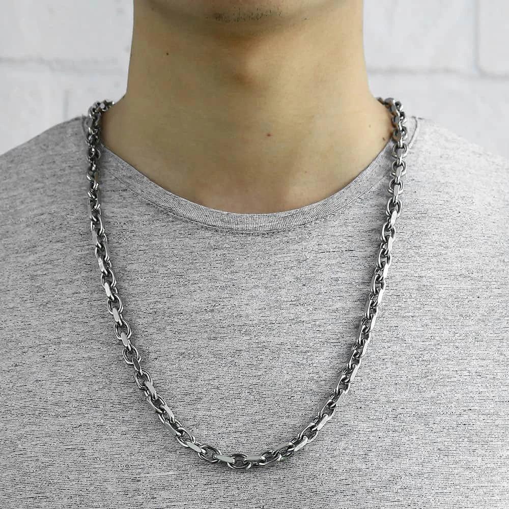 Stainless Steel To-Clasp Cable Link Chain Necklace for Women Men Fashion Jewelry 9mm