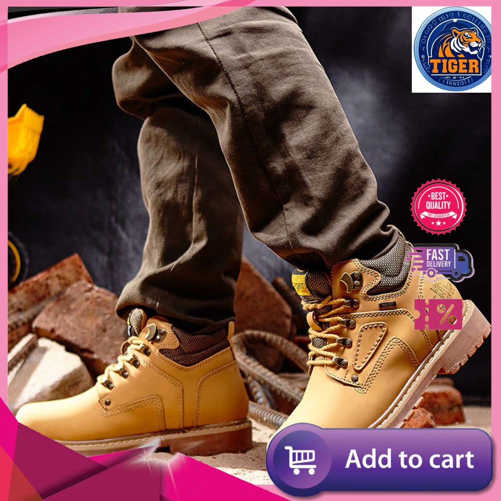 Ddmytiger Men S Work High Top Shoes Autumn And Winter Genuine Short Big Yellow Trendy Matte Leather Boots Large Size Outdoor Shoes