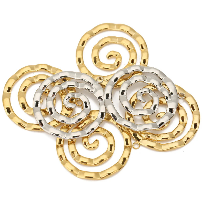 4pcs Stainless Steel Waterproof Large Spiral Circle Pendants Mosquito Coil Charms for DIY Earrings Necklace Jewelry Accessories 250512