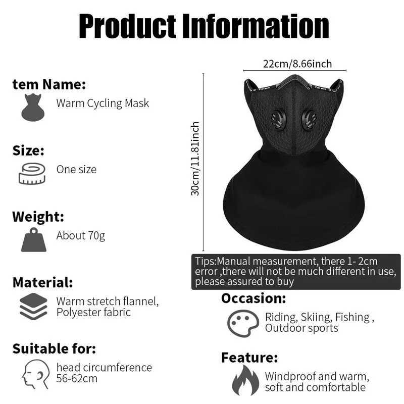 WEST BIKING Winter Warm Cycling Mask With Activated Carbon Filter Face Cover Outdoor Sports Running Skiing Face Cover ScarfW250512