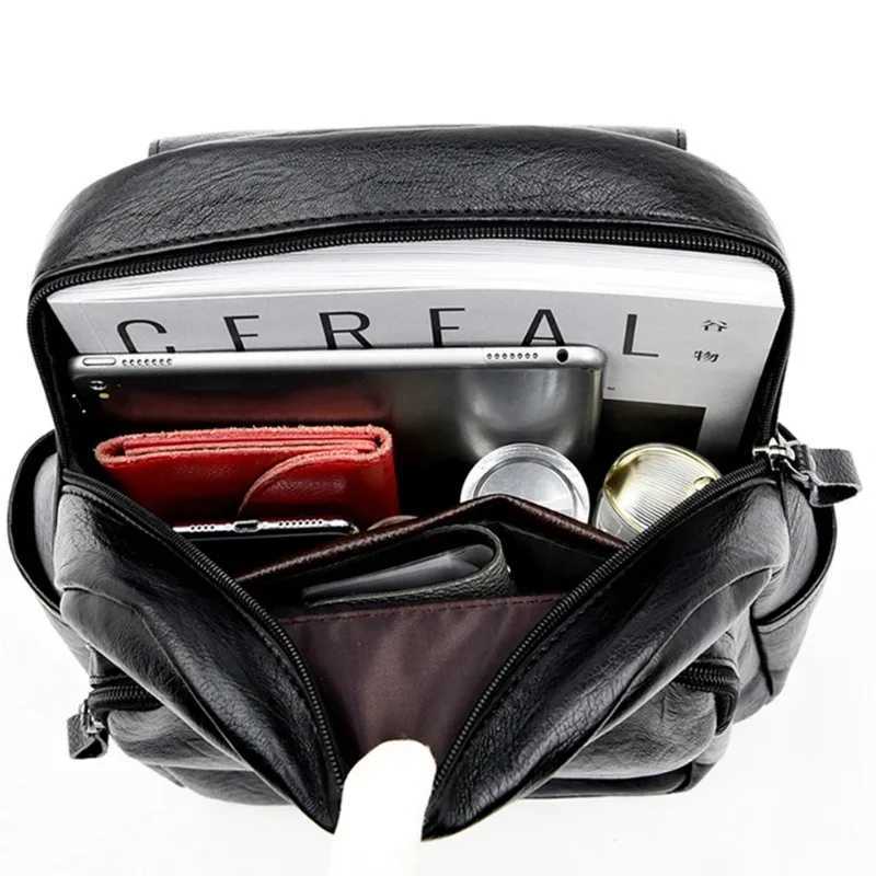 Ladies Bookbag Rucksack Women Large Capacity Backpack Purses High Quality Leather Female Vintage Bag School Bags Travel Bagpack Z250512