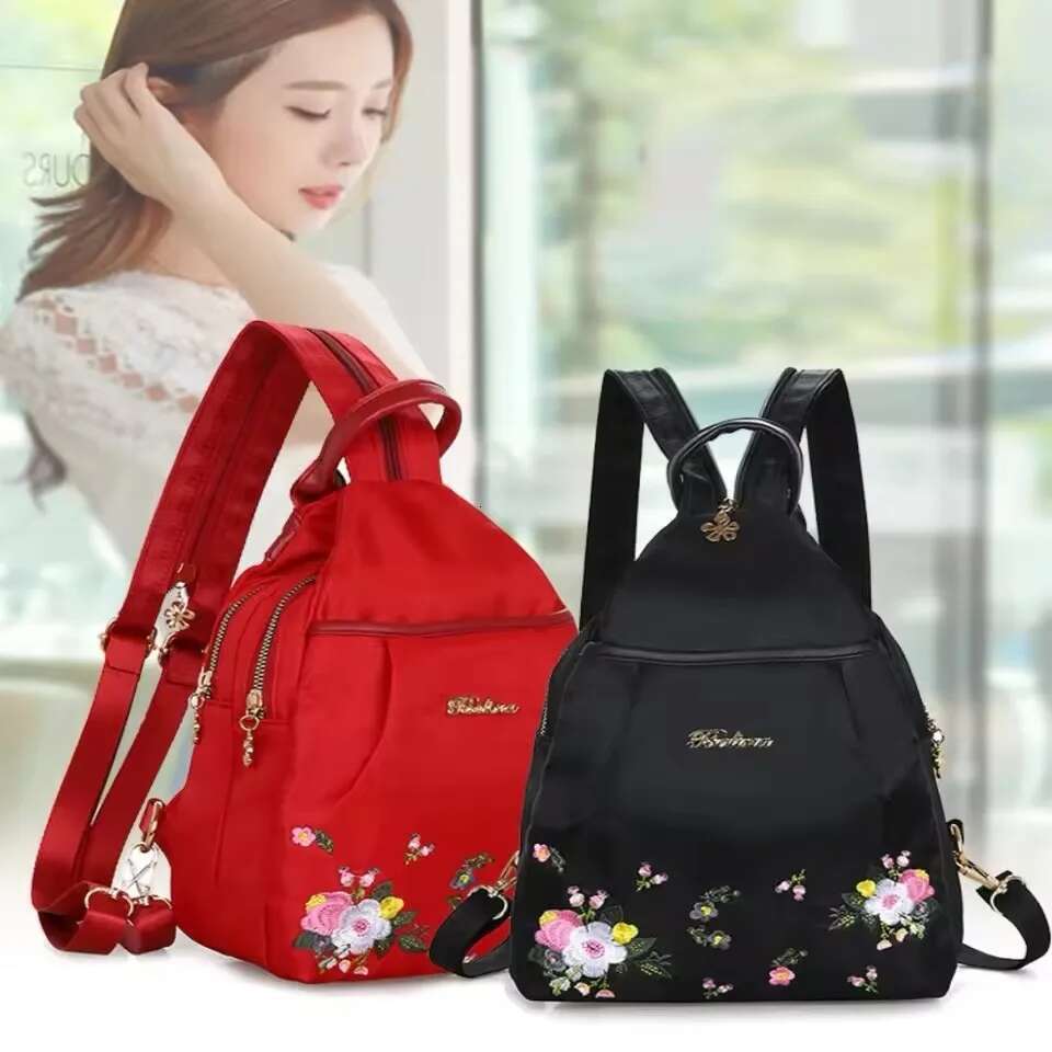 Oxford Women Backpack Fashion Embroidery Casual Shoulder Bags Large Capacity Crossbody Bag