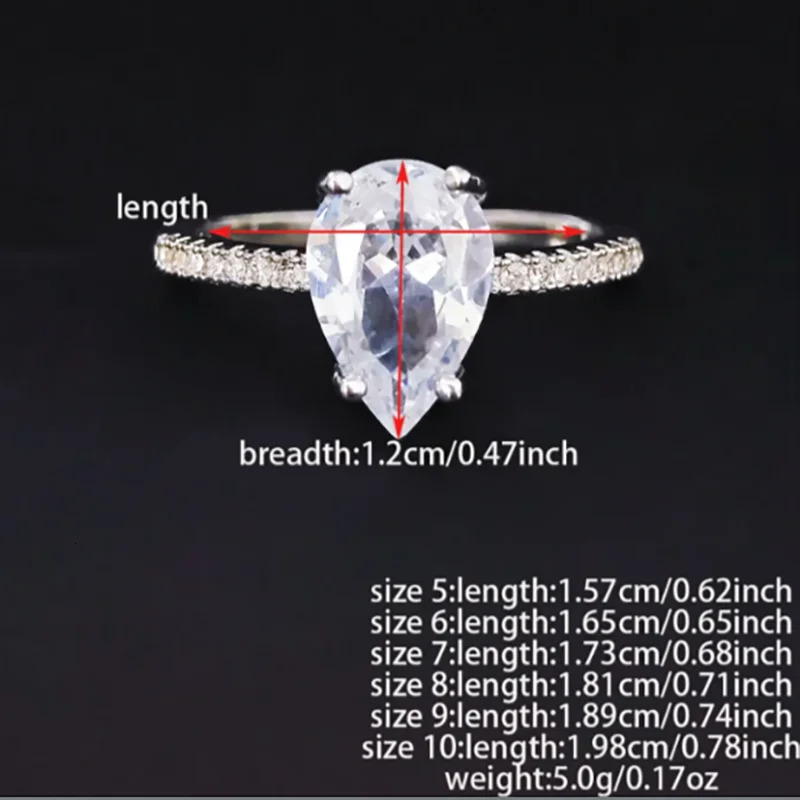 Silver Color Cute Pink Pear Cut Zircon The Engagement Rings for Women Wedding Anel Aneis Party Personalized R6929 250509
