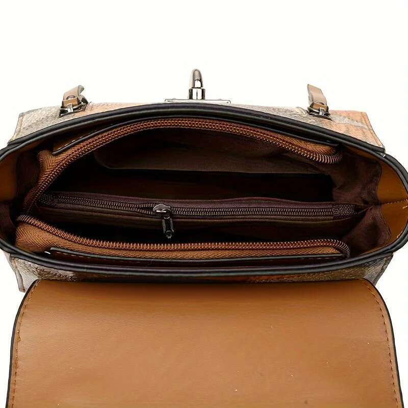 Retro Dia Pattern Handbag For Women Anti-Theft Everyday Crossbody Shoulder Bag, Secure Travel Purse, Vintage Flair Handbags