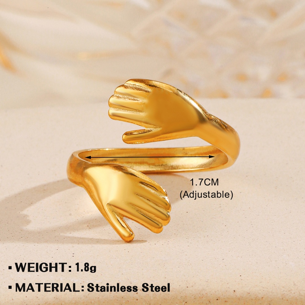 Popular and fashionable geometric open with female personality, wide face heart-shaped titanium steel ring