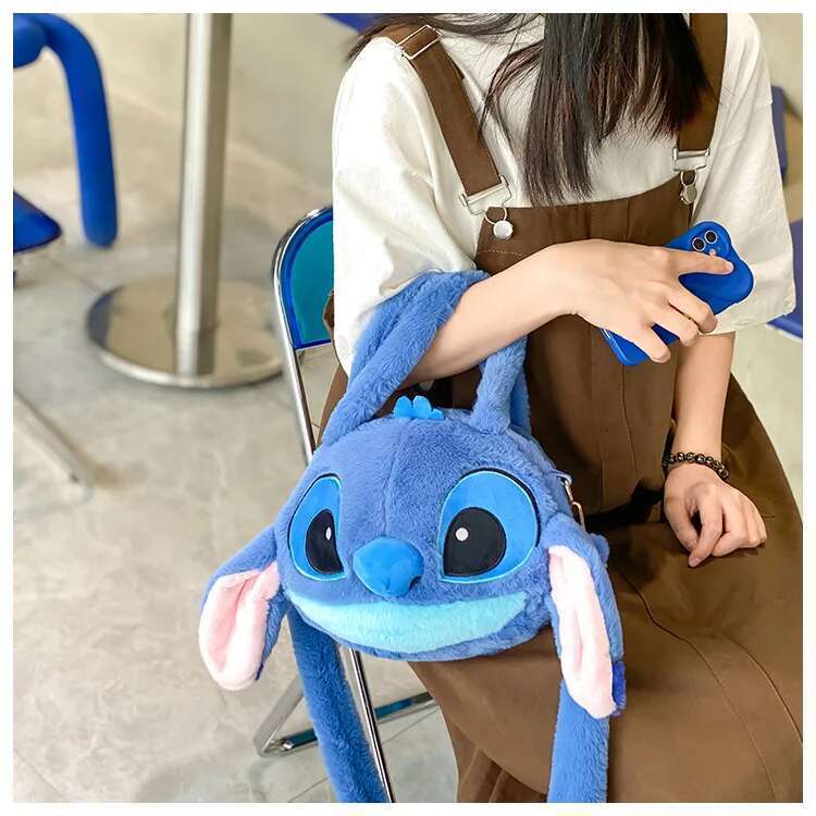New Lilo & Kawaii Plush Messenger Girl Handbag Anime Stuffed Toys Children Cartoon Plushie Soft Bag