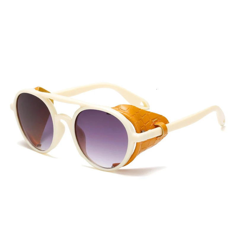 OEC CPO Men Steampunk Sunglasses For Leather Punk Round Women Vintage Shades High Quality UV400 O74 250512