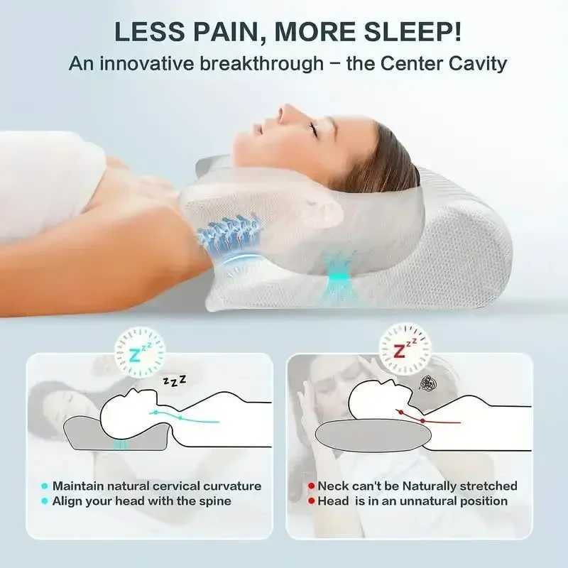 Neck Healthcare Bed Pillow Butterfly Sleep Memory Pillow Slow Rebound Comfortable for Ion Sleep Pillow Cervical OrthopedicW250512