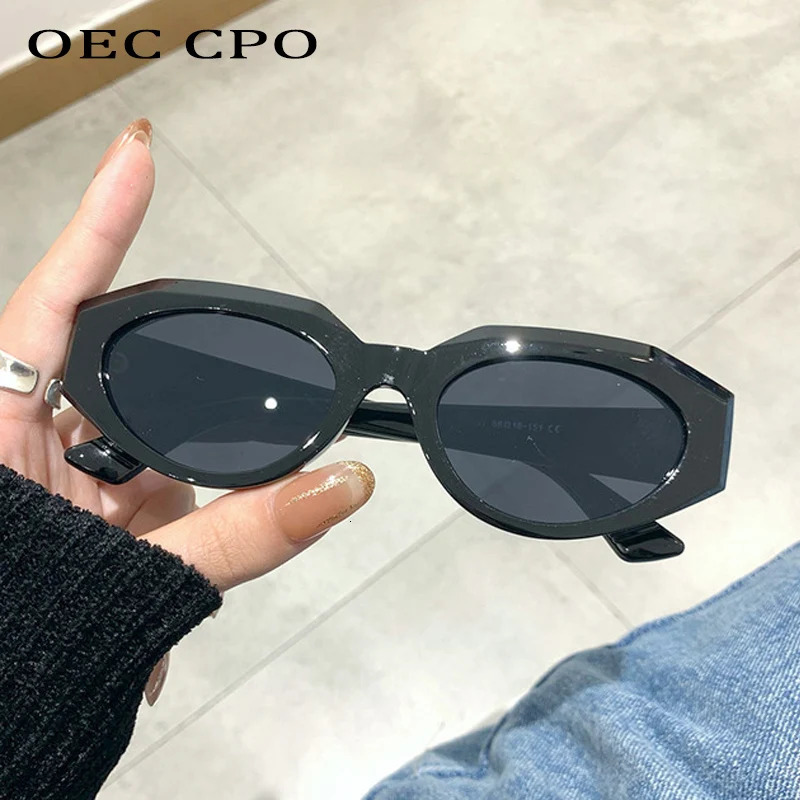 OEC CPO Punk Cat eye Sunglasses Women Vintage Small Oval Lens Sun Glasses Female ner Leopard Shades Eyeglasses UV400 250512
