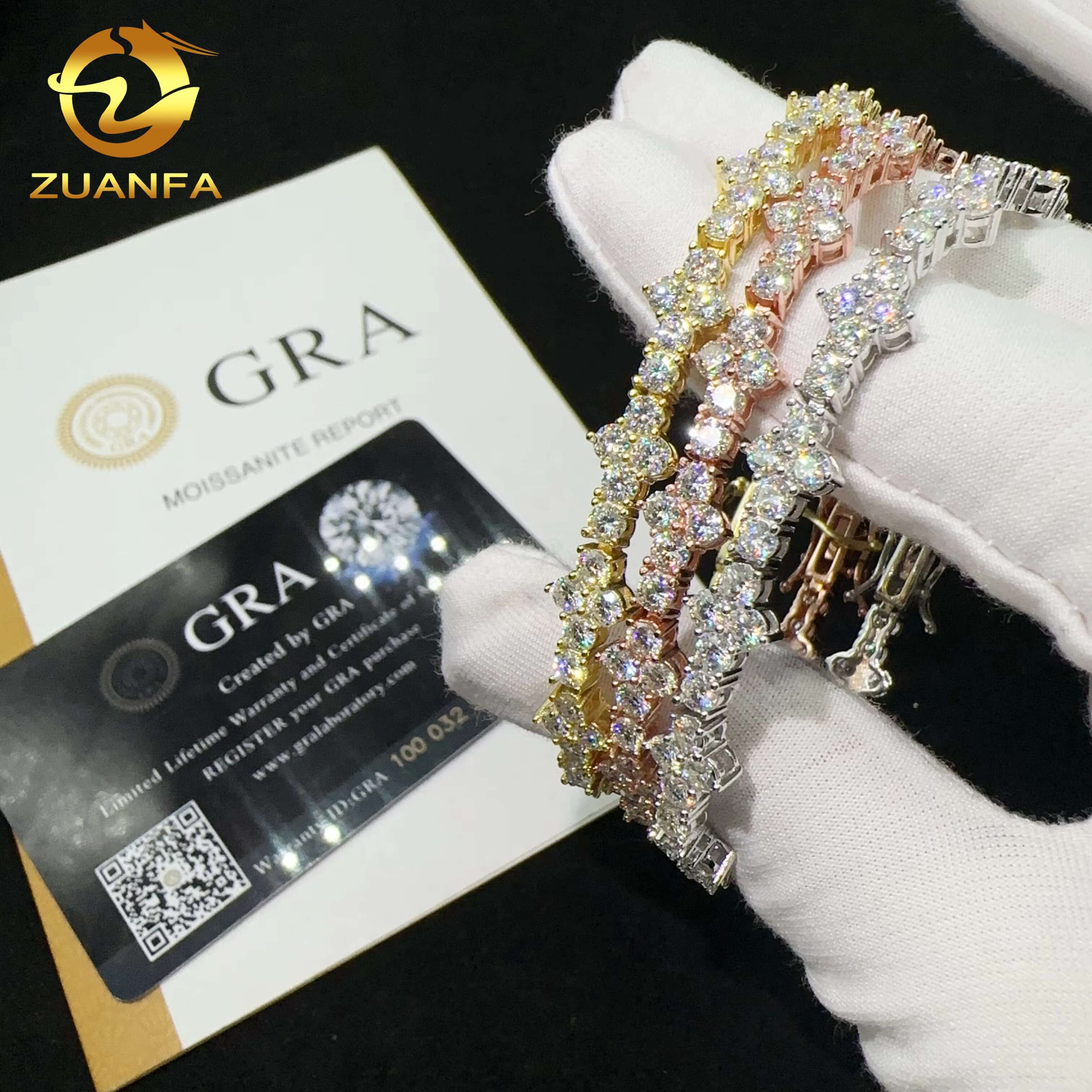 Hot Selling Sterling Silver 925 Lab Diamond Jewelry Iced Out Vvs Moissanite Hip Hop Jewelry Tennis Chain Bracelet