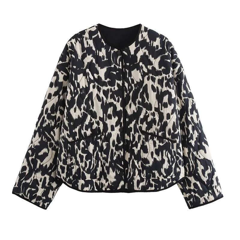 SIYANG Winter Coat Female Leopard Print Quilted Woman Vintage Long Sleeve Padded Jacket Short Coats Autumn Parkas Outerwe