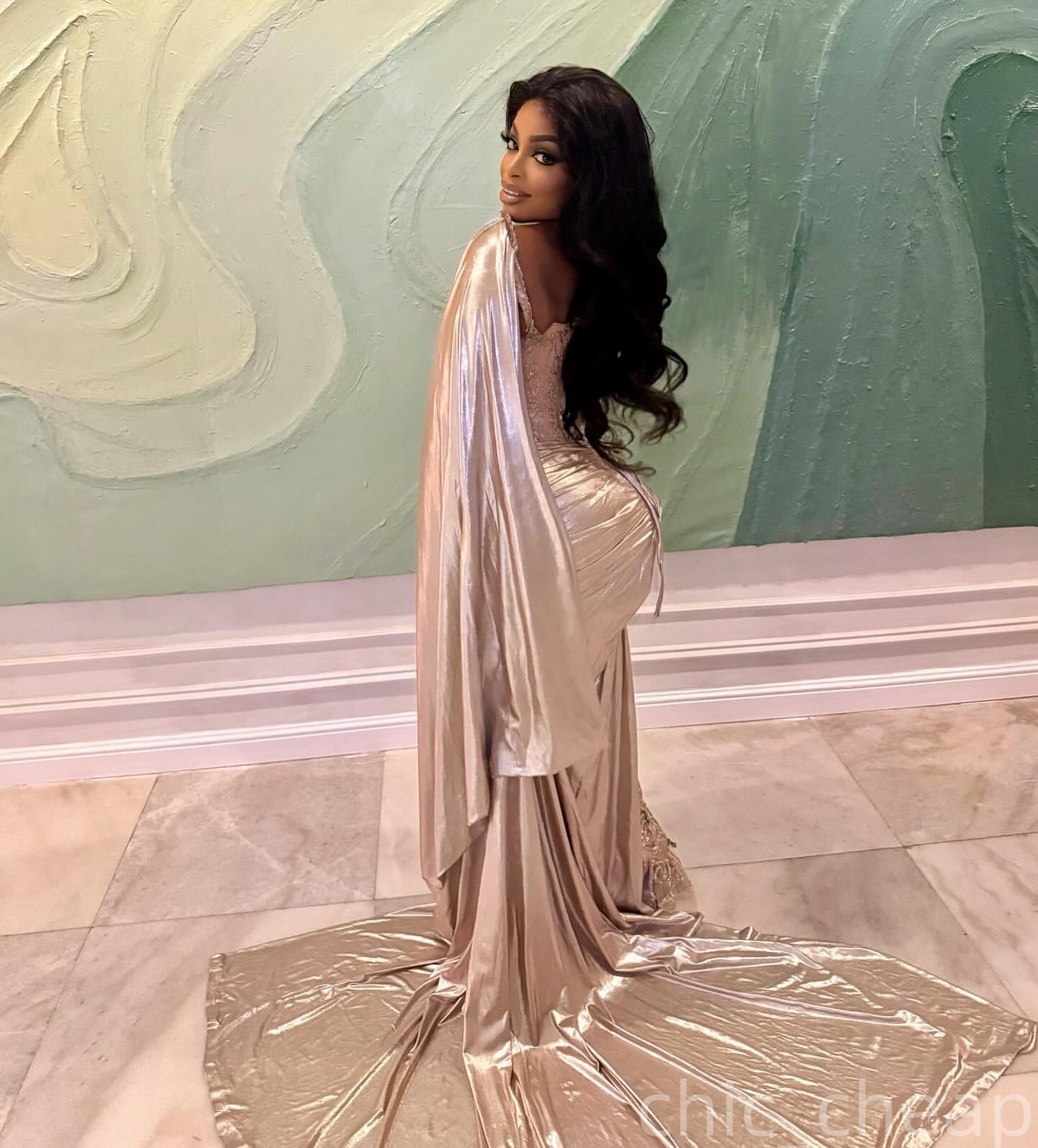 Champagne Mermaid Plus Size Prom Dresses 2025 Lace Crystals Satin Strapless Evening Formal Party Second Birthday Engagement Gowns Dress For Special Oc