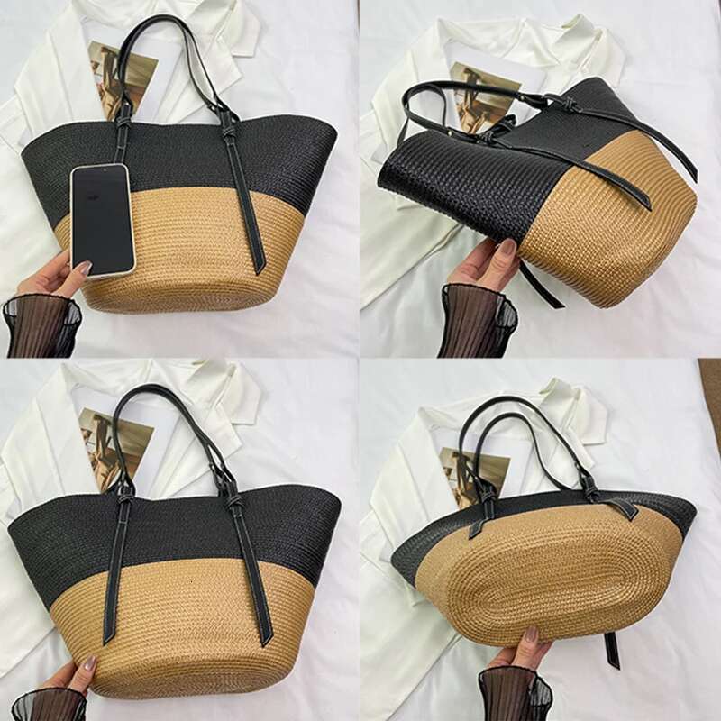 New Large Capacity Beach Shopping Bags Designer Rattan Woven Shoulder Women Handmade Straw Handbags Summer Travel Bag