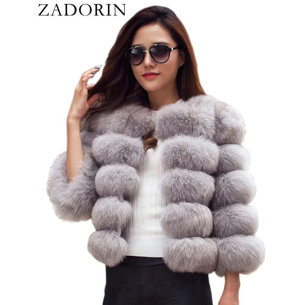 ZADORIN S-5Xl Mink Coats Autumn Winter Fluffy Black Coat Elegant Thick Warm Faux Fur Jackets For Women 2024 Tops
