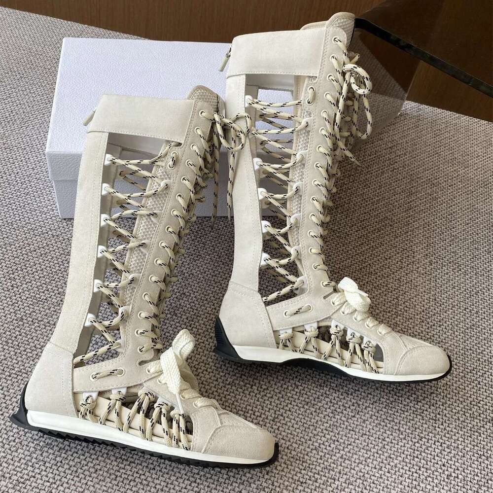 Women Size35-41 Natural Cow Suede Sneakers Hollow Sports Leisure Flats Round Toe Zipper Designer Shoes Zapatillas De Mujer