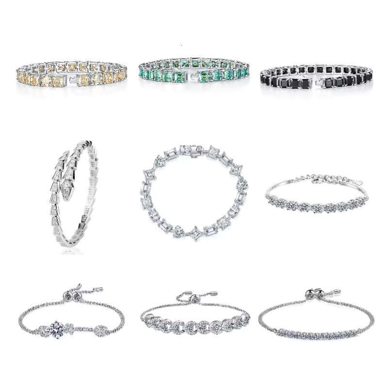 Color Moissanite Tennis Bracelet S925 VVS Gra Certified Moissanite Bangle Diamond Chain Moissanite Jewelry