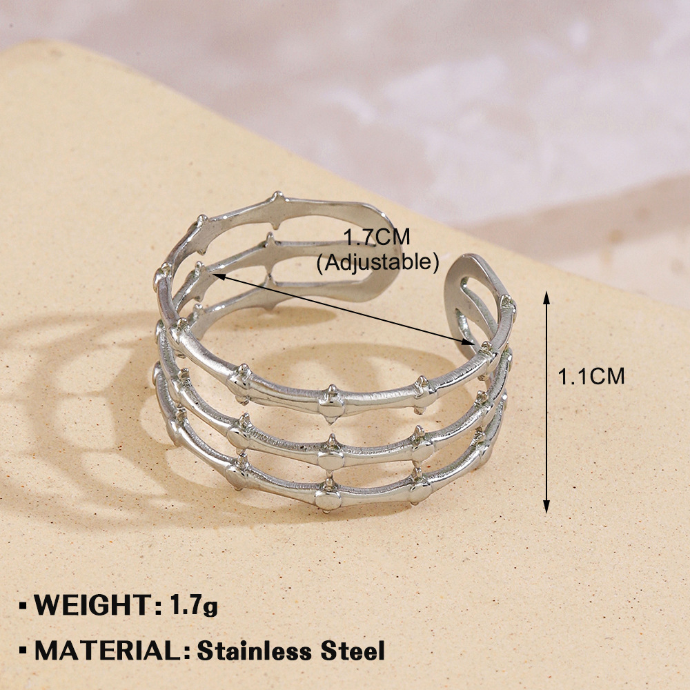 Style Stainless Line for Women's Fashion Versatile Gold Plated Hammer Pattern Titanium Steel Ring